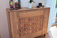 passendes Eiche-Highboard hergestellt und mit vorhandenen Kieferschubladen kombiniert